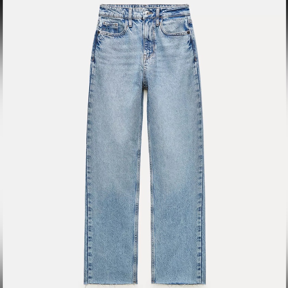 Zara Light Blue Straight Leg Jeans